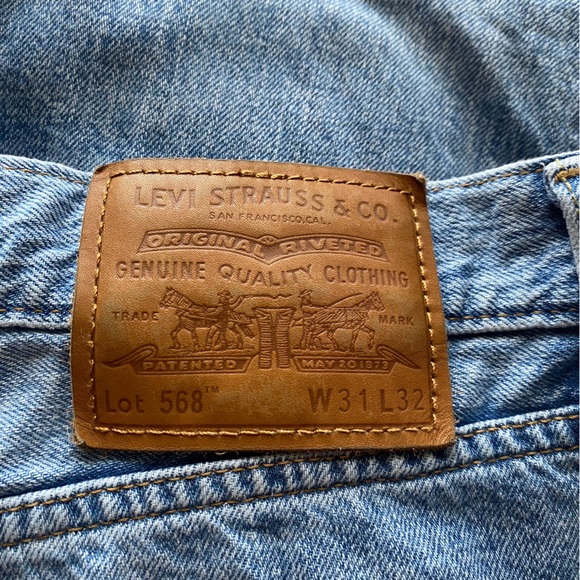 Levis 568 Stay Loose Lightweight Cotton Linen Jeans Men 31x32 Blue Streetwear 90 - Picture 8 of 16